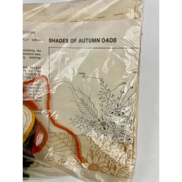 VTG Shades of Autumn Pillow Cover Needlecraft Kit 408 NEW 1982 Creative Circle - Picture 6 of 9